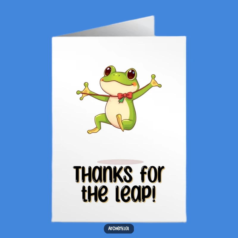 Free Printable Thank You Card: Bouncing Frog Expressing Gratitude Funnily