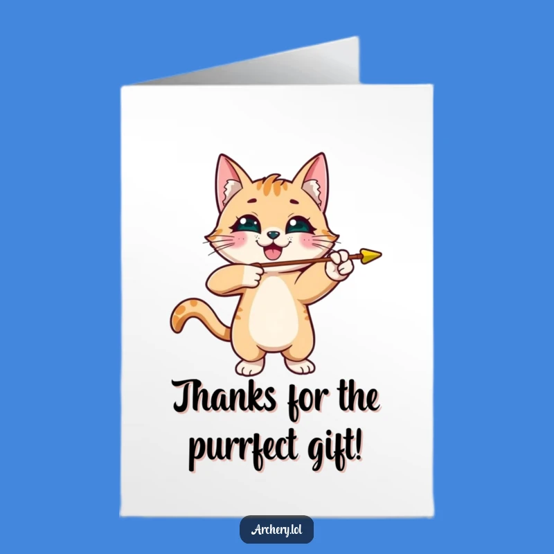 Free Printable Thank You Card Funny Cat Archer Arrow Gift Downloadable