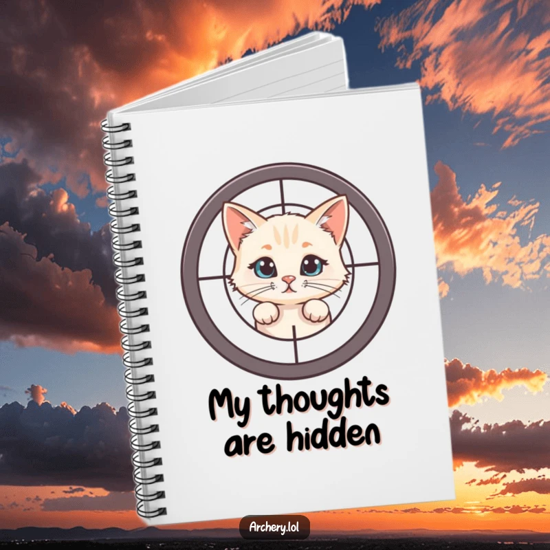 Funny Cat Target Notebook: A curious cat peeking from behind a target, inspiring mysterious notes and humor.