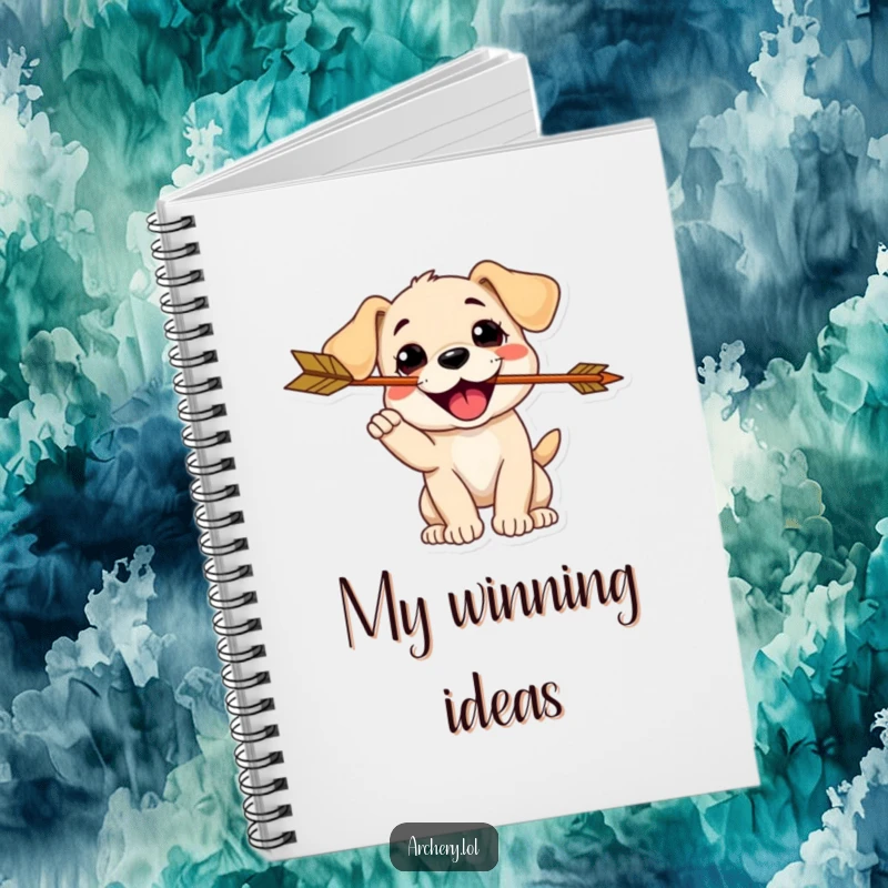 Funny Puppy Archer Notebook: A delighted puppy catching an arrow, inspiring playful notes and humor.