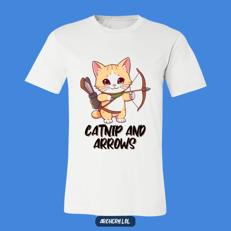 Funny Cat Archer T-Shirt: Curious Cat with Quiver, Great Gift Idea