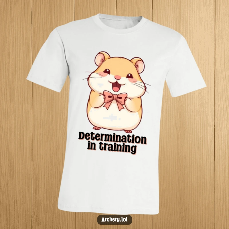 Funny Hamster Archer T-Shirt: A happy hamster with a determined face holds a tiny bow, ready to conquer.
