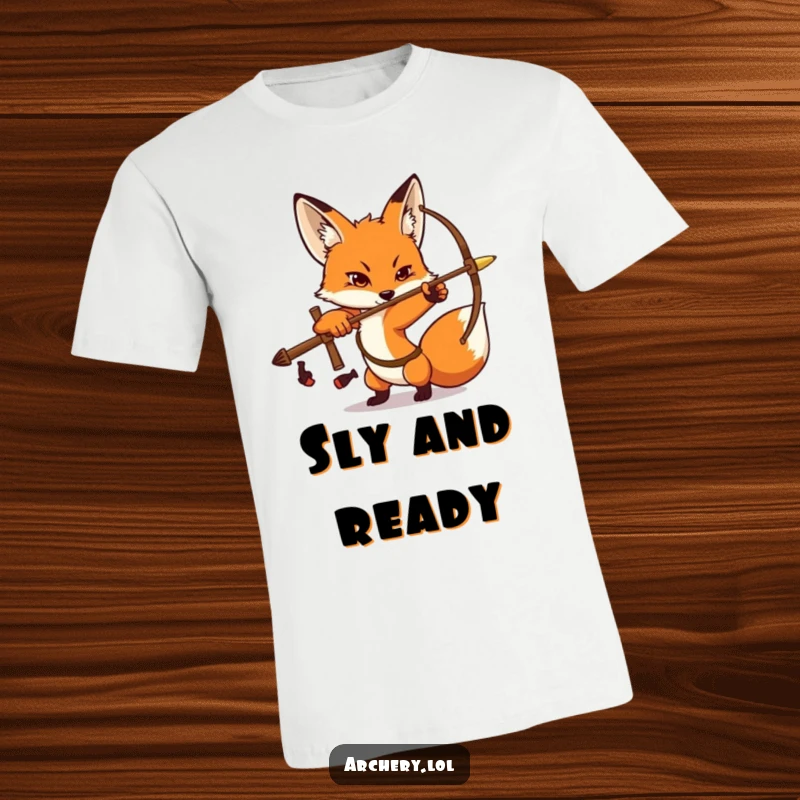 Funny Fox Archer T-Shirt: A determined fox strikes a focused archery pose, embodying precision and strength.