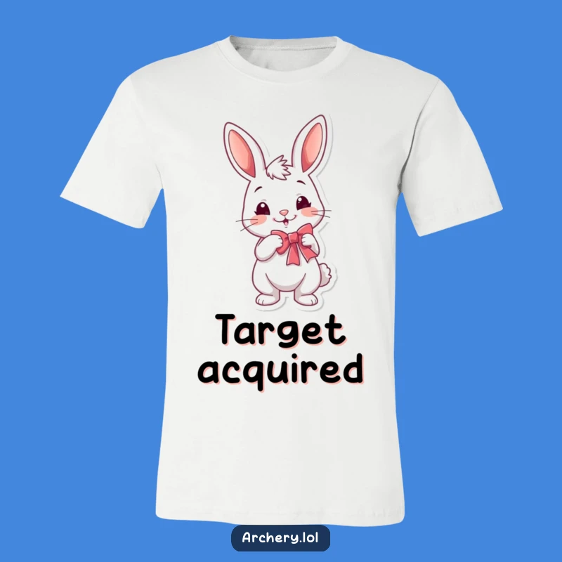 Funny Rabbit Archer T-Shirt: Playful Smirk Bow Drawing Tee for Laughs