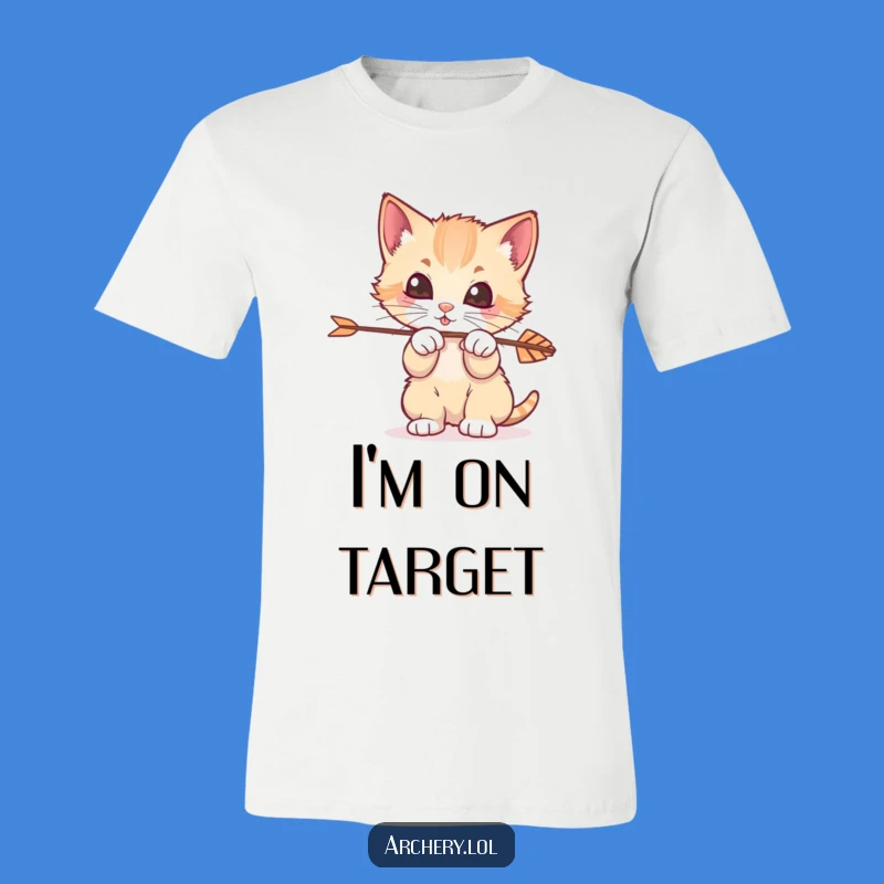 Funny Kitten Archer T-Shirt: Playful Cat with Arrow, Hilarious Gift Tee