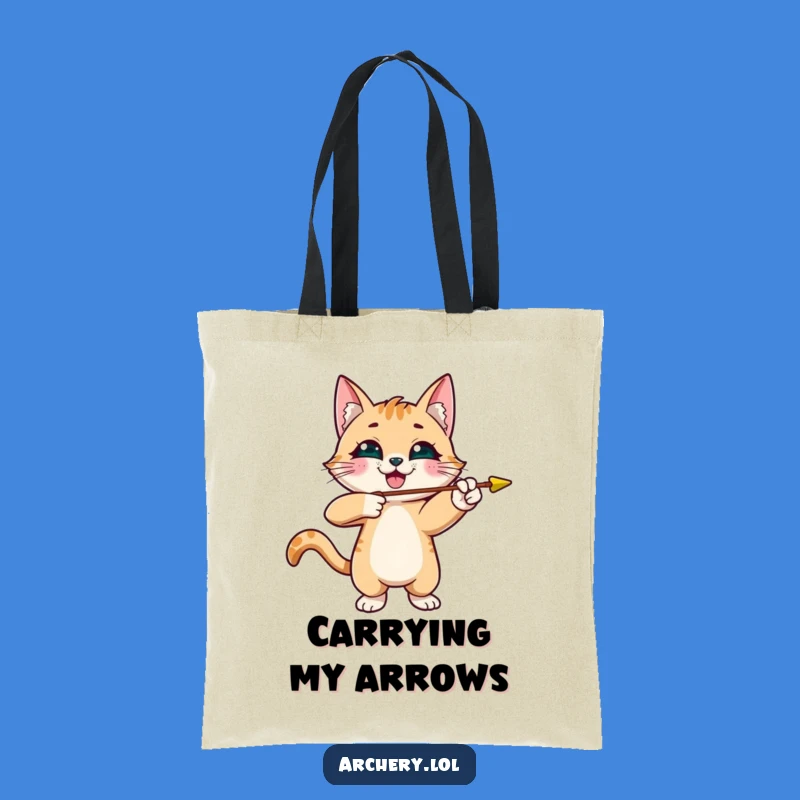 Funny Cat Archer Tote Bag: Playful Kitty Arrow Art, Ideal Eco-Friendly Funny Gift