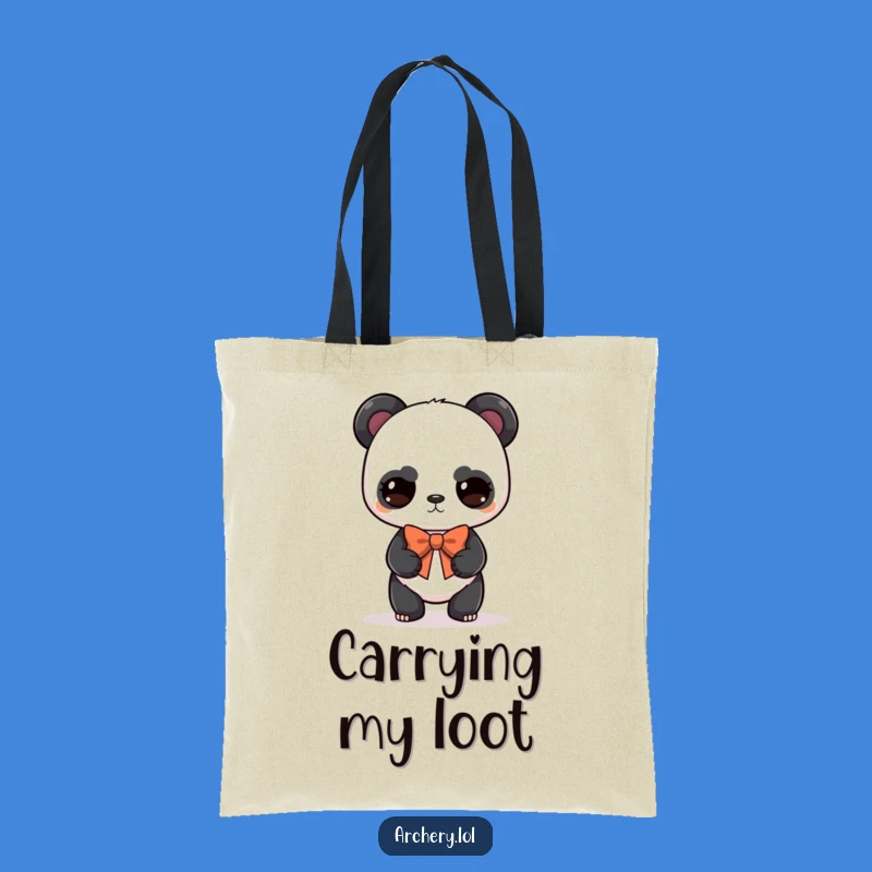 Funny Panda Archer Tote Bag: Determined Cute Panda Art, Eco-Friendly Funny Gift Choice