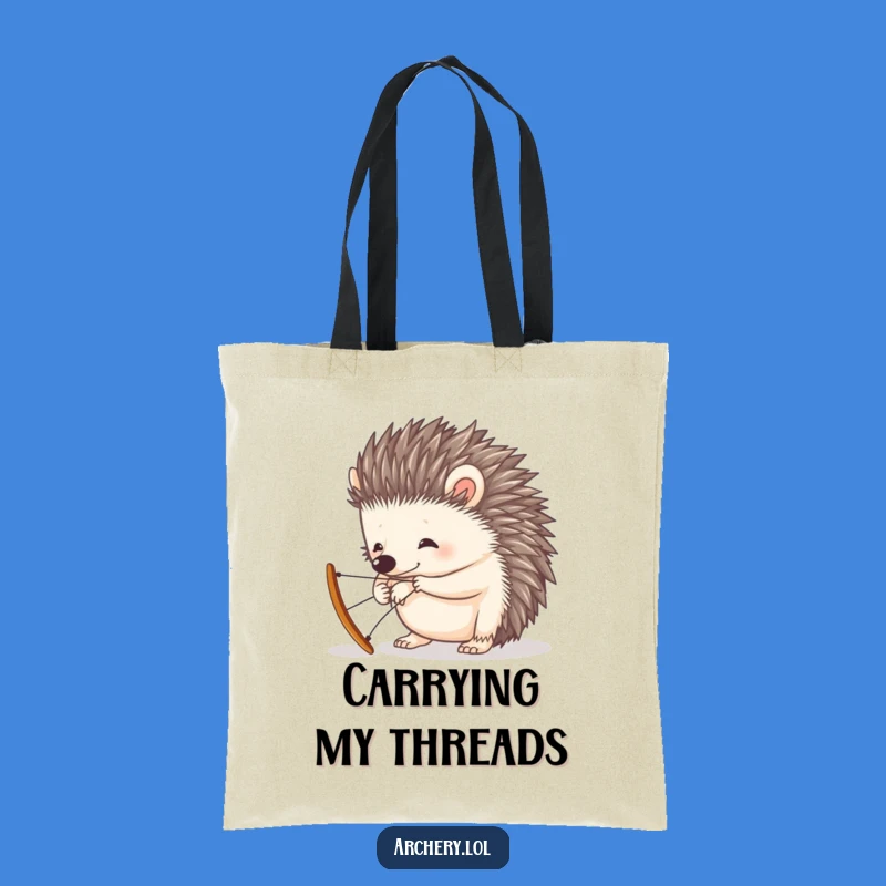 Funny Hedgehog Tote Bag: Your Curious Companion for Tiny Bow Adventures
