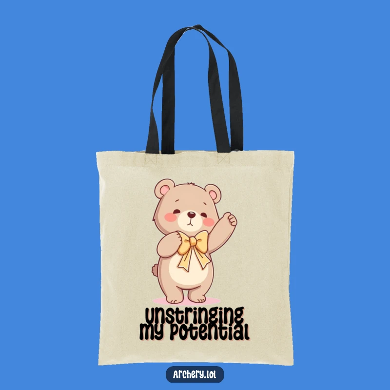 Funny Dancing Bear Tote Bag Hilarious Bow Drawing Carry-All Gift