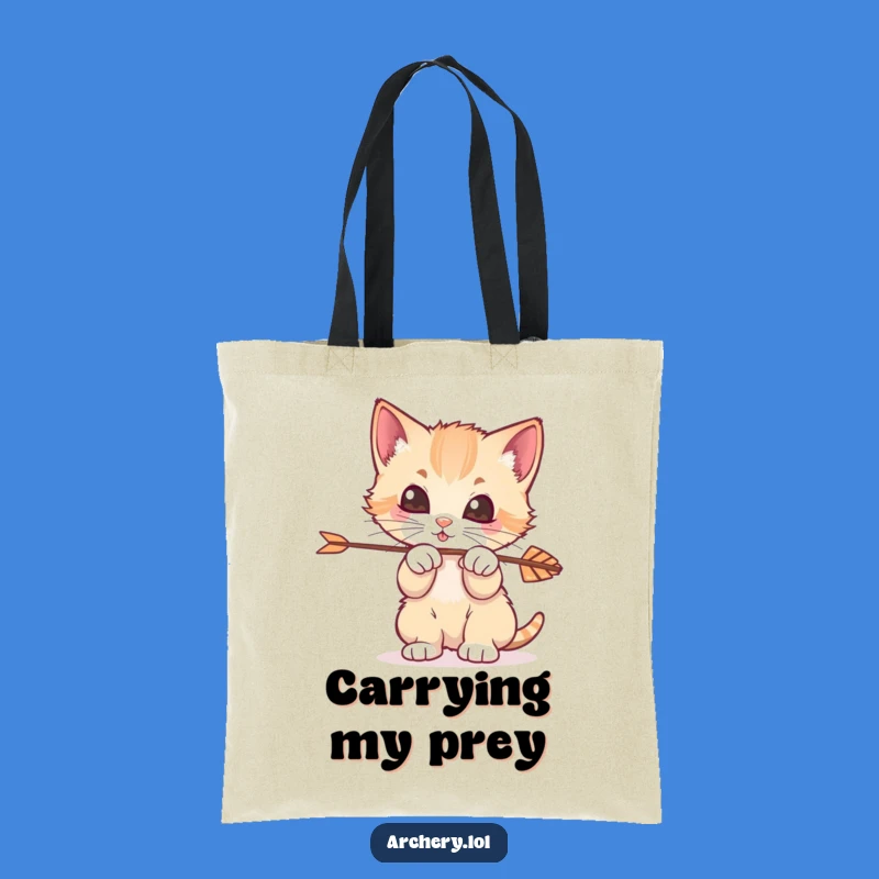 Funny Kitten Archer Tote Bag: Cute Cat Carrying Arrows, Stylish Funny Bag