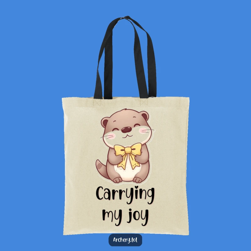 Funny Otter Tote Bag: Carry Serenity with Decorative Bow Otter