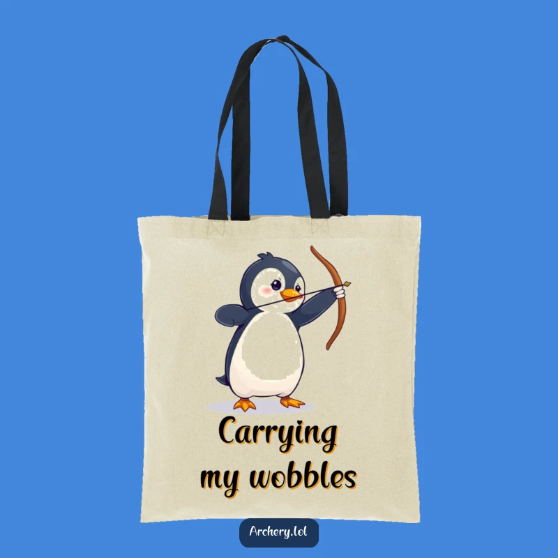 Funny Penguin Archer Tote Bag - Carry Your Gear with Wobble