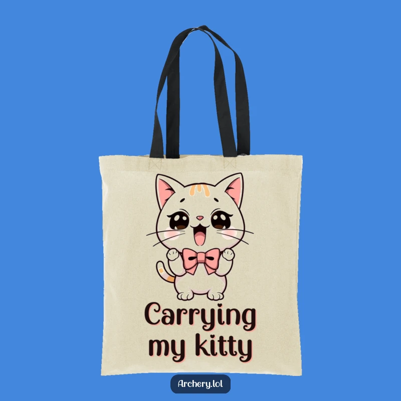 Funny Tote Bag: Excited Cat Archery Master - Carry Your Laughs in Style!